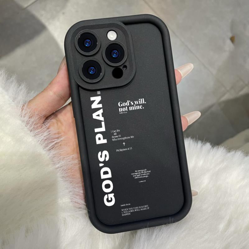 "God'S Plan" Religious Text Phone Case Compatible with Iphone 17 Pro Max 17 Air 16 15 plus 14 Pro 13 12Mini 11 XS Max XS XR Shockproof Protective Case Religious Theme Gift