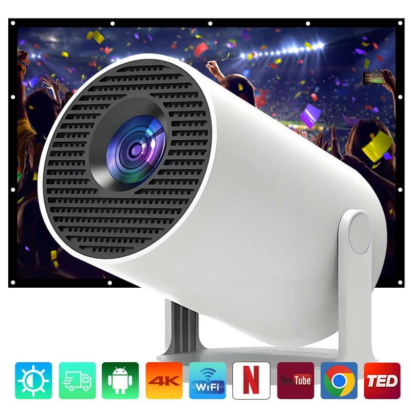 Mini Projector with WIFI 6 and Bluetooth, 4K 1080P Support Portable Projector 180° Rotatable 130'' Screen Movie Projector Auto Keystone Compatible for Laptop, PC, Smartphone (White) Projector for Bedroom Movie Night