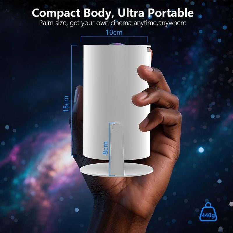 Mini Projector with WIFI 6 and Bluetooth, 4K 1080P Support Portable Projector 180° Rotatable 130'' Screen Movie Projector Auto Keystone Compatible for Laptop, PC, Smartphone (White) Projector for Bedroom Movie Night