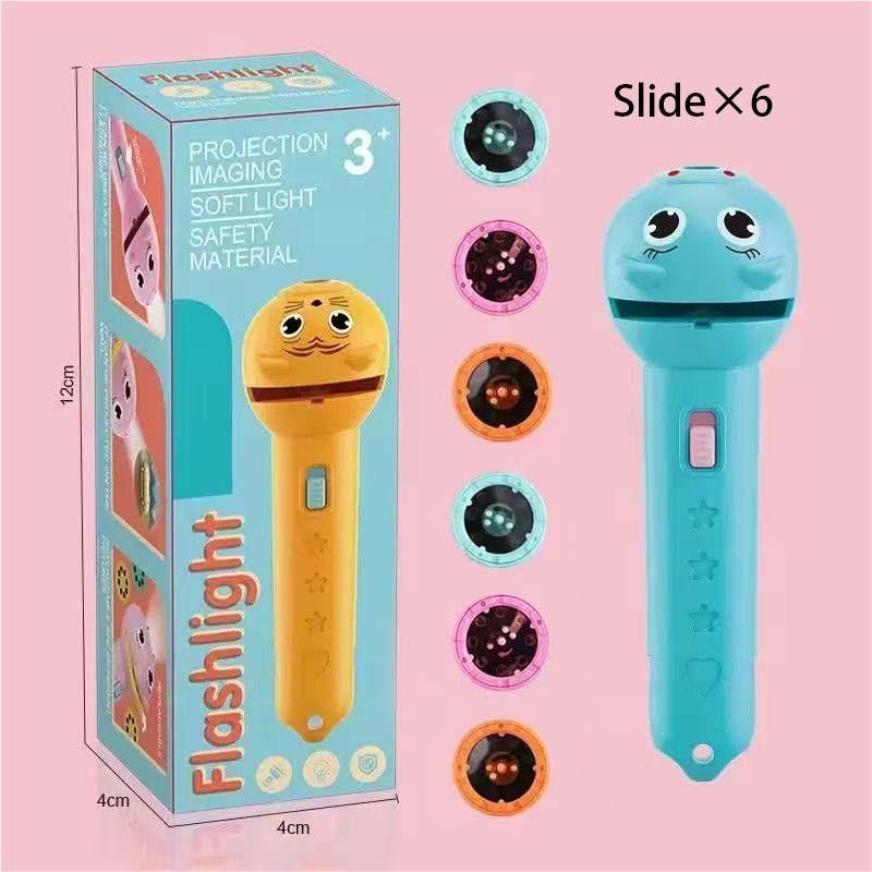 6 Slide Films Projection Torch Light Toy — Early Educational Intelligent Cartoon Projector for Kids, Fun Cognitive Learning Flashlight with Multiple Patterns | Christmas & Thanksgiving Gift