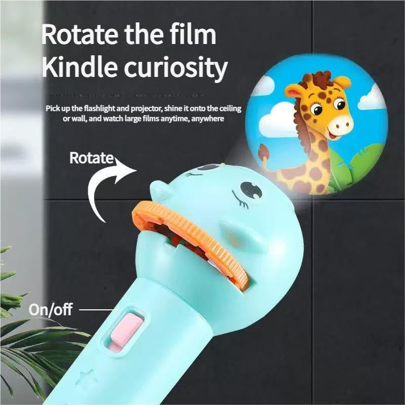 6 Slide Films Projection Torch Light Toy — Early Educational Intelligent Cartoon Projector for Kids, Fun Cognitive Learning Flashlight with Multiple Patterns | Christmas & Thanksgiving Gift