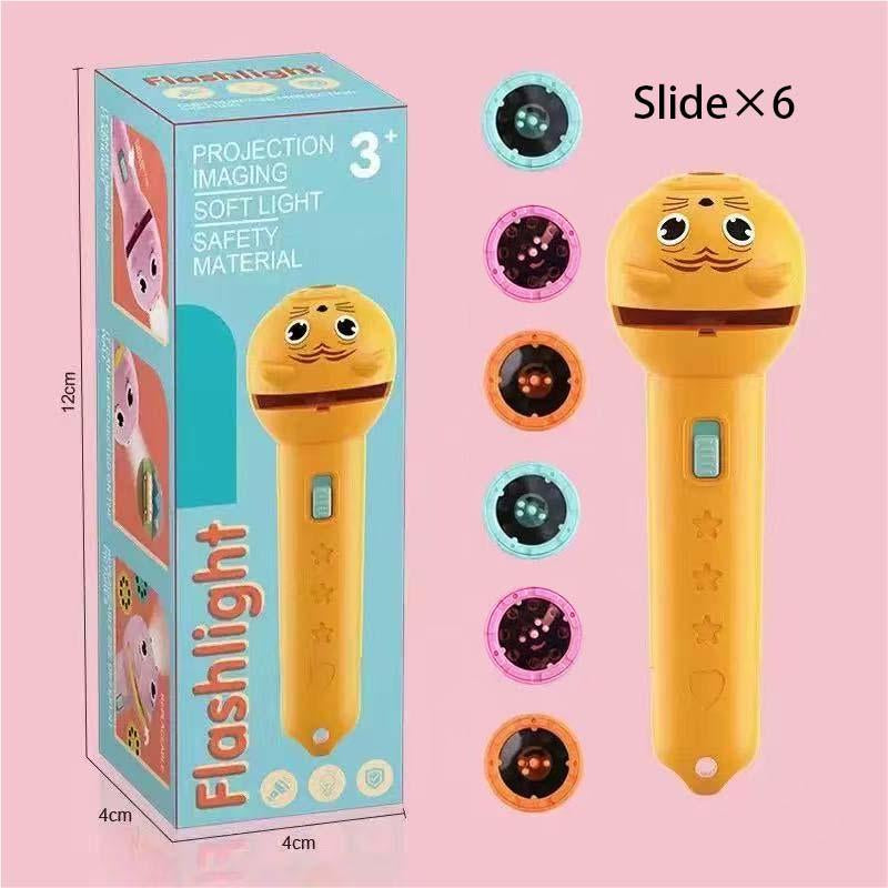 6 Slide Films Projection Torch Light Toy — Early Educational Intelligent Cartoon Projector for Kids, Fun Cognitive Learning Flashlight with Multiple Patterns | Christmas & Thanksgiving Gift