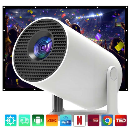 Mini Projector with WIFI 6 and Bluetooth, 4K 1080P Support Portable Projector 180° Rotatable 130'' Screen Movie Projector Auto Keystone Compatible for Laptop, PC, Smartphone (White) Projector for Bedroom Movie Night