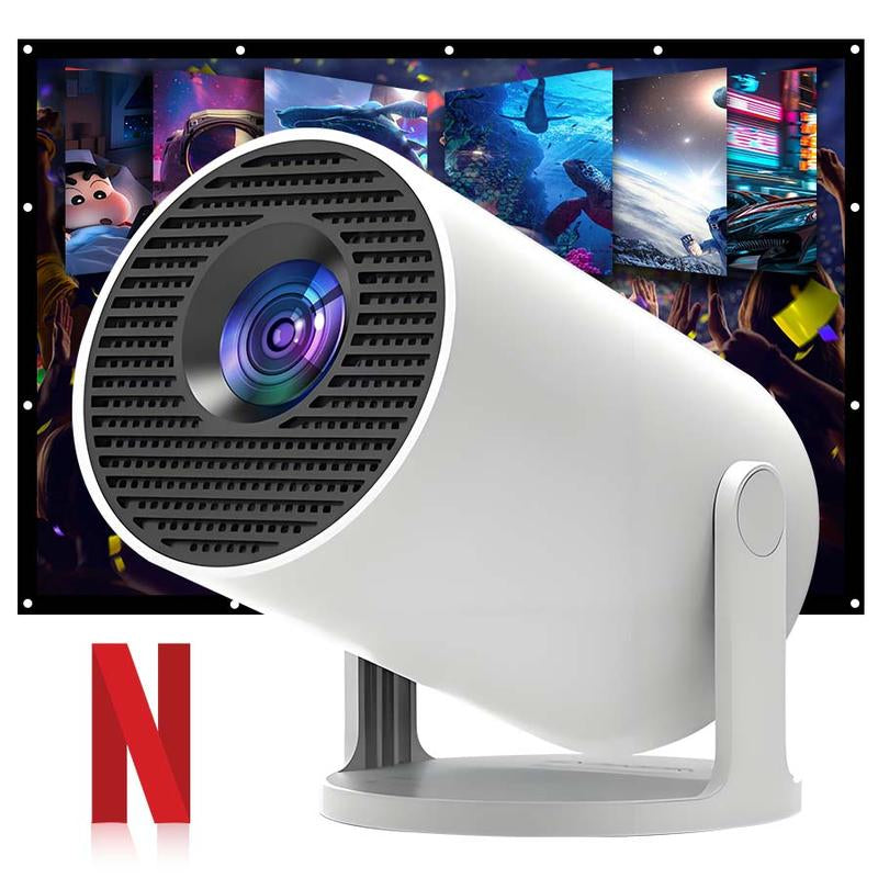 Mini Projector with WIFI 6 and Bluetooth, 4K 1080P Support Portable Projector 180° Rotatable 130'' Screen Movie Projector Auto Keystone Compatible for Laptop, PC, Smartphone (White) Projector for Bedroom Movie Night