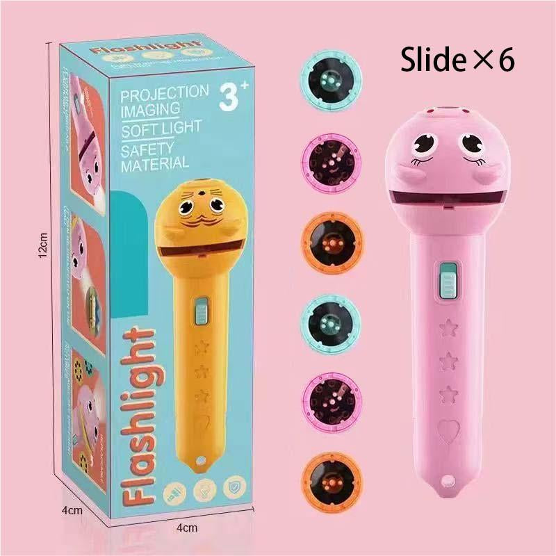 6 Slide Films Projection Torch Light Toy — Early Educational Intelligent Cartoon Projector for Kids, Fun Cognitive Learning Flashlight with Multiple Patterns | Christmas & Thanksgiving Gift